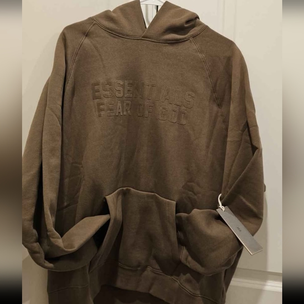 Fear of God Essentials Brown Hoodie NWT SIZE XLG